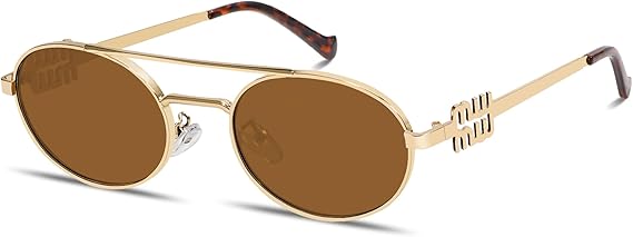 Retro Oval 90s Metal Sunglasses for Women